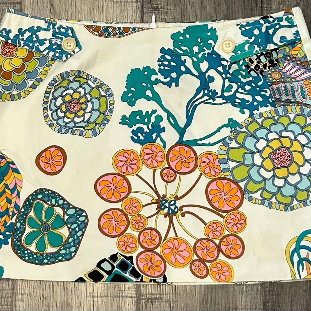 Floral Patterned Skirt with Button Details